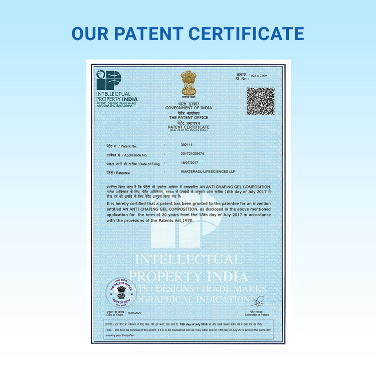 SkinEasi patent certificate from the Government of India Intellectual Property India.