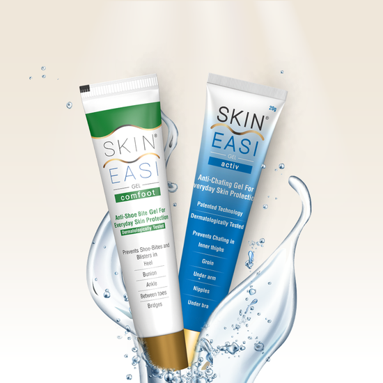 SkinEasi anti-chafing gel and anti-shoe bite gel for everyday protection.
