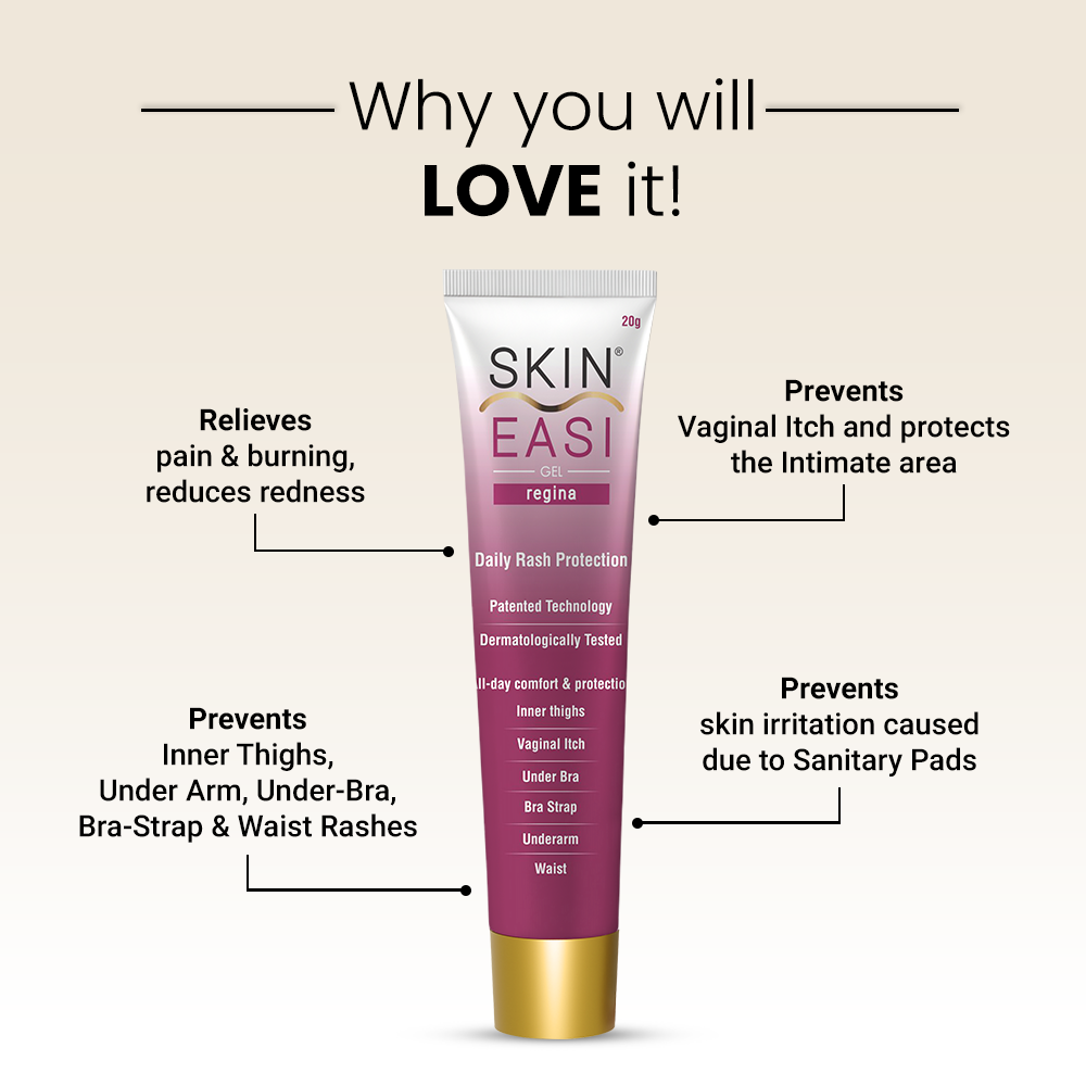 SkinEasi Regina daily rash protection cream with product benefits listed around the tube.
